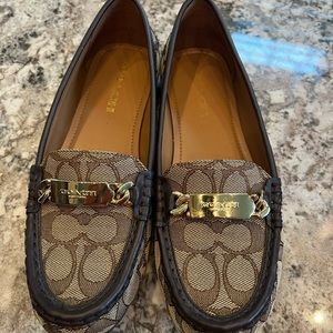 Coach - Signature Print Loafer - Khaki/Brown/Light Gold - Size 7.5.  Like new.